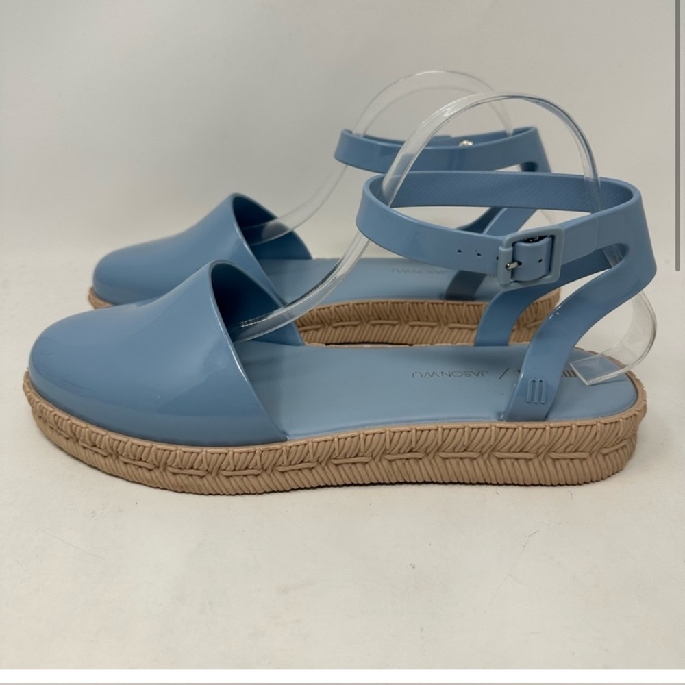 Melissa x Jason Wu Espadrille Flats Ankle Strap Blue Size 10
